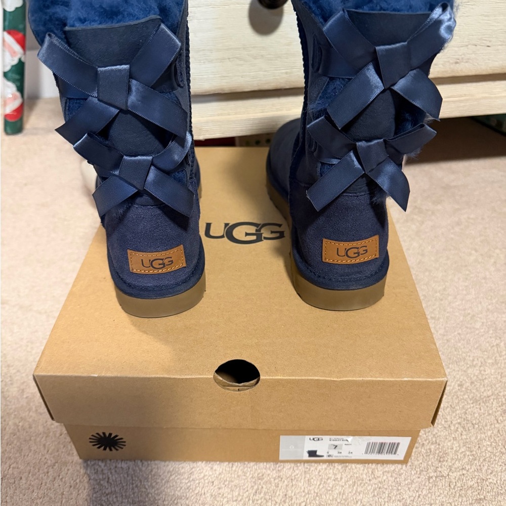 UGG Navy Boots with Bailey Bows